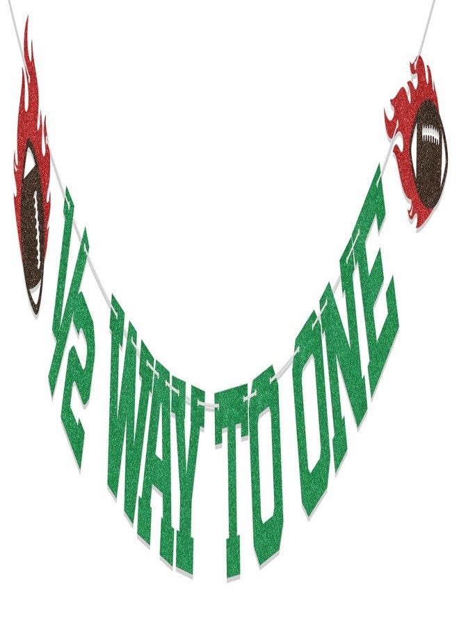 WFKLDF Football 1/2 Way to One Banner - 1/2 Birthday Decorations - Football Birthday Party Decorations Green - Image 1